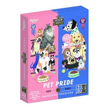 Ridley's Games: Pet Pride Cats vs Dogs Two 70-Piece Jigsaw Duel Puzzles | Race Against Your Friends to Complete Your Puzzle First | One Final Double-Sided Piece | Speed Puzzling