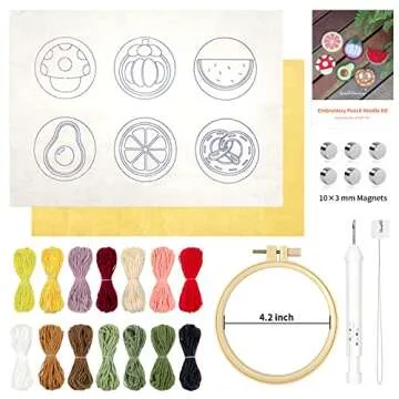 HAND U JOURNEY 6PCS Embroidery Punch Needle Food Series Refrigerator Magnets Set, Rug Punch Decorati...