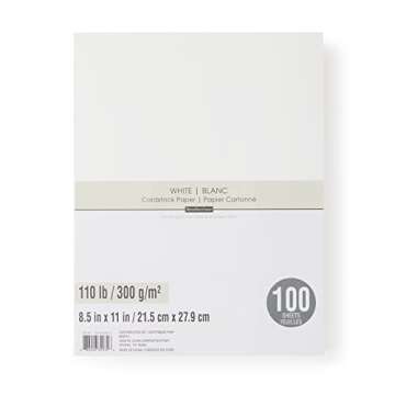 100 Sheets White Heavyweight 8.5” x 11” Cardstock Paper by Recollections - Acid and Lignin Free Paper for Scrapbooks, Arts & Crafts - 1 Pack