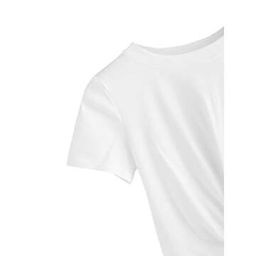 MakeMeChic Women's Summer Crop Top Solid Short Sleeve Twist Front Tee T-Shirt A-White S