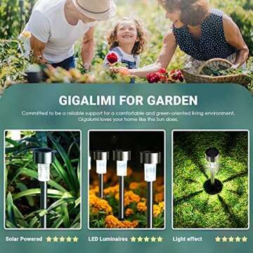 GIGALUMI Solar Lights Outdoor Waterproof,16 Pack Stainless Steel LED Solar Garden Lights for Patio, ...