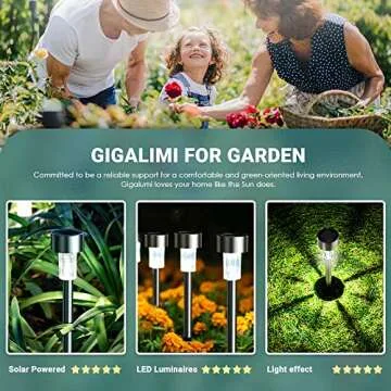 GIGALUMI Solar Lights Outdoor Waterproof,16 Pack Stainless Steel LED Solar Garden Lights for Patio, ...