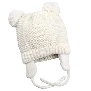 Paladoo Baby Beanie Hat Warm Fleece Lining 0-6 Months Winter White