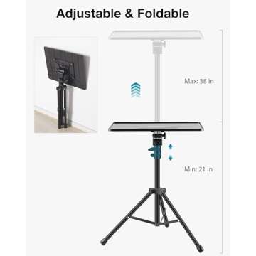 InnoGear Projector Stand Tripod, 21" to 38" Height Adjustable Portable Laptop Tripod Stand Music Stand Projector Tripod for Outdoor Office Home Stage Studio Podium Computer DJ Racks