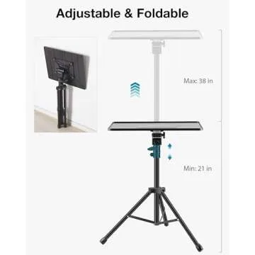 InnoGear Projector Stand Tripod, 21" to 38" Height Adjustable Portable Laptop Tripod Stand Music Stand Projector Tripod for Outdoor Office Home Stage Studio Podium Computer DJ Racks