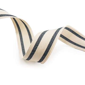 CT CRAFT Ivory Black Stripes Ribbon 1" x 10 Yards - Perfect for Crafts