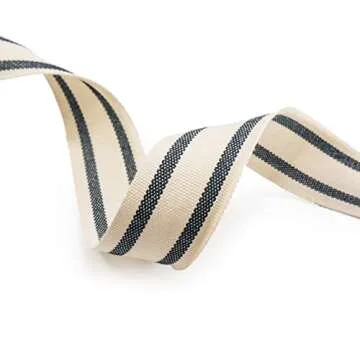 CT CRAFT Ivory Black Stripes Ribbon 1" x 10 Yards - Perfect for Crafts