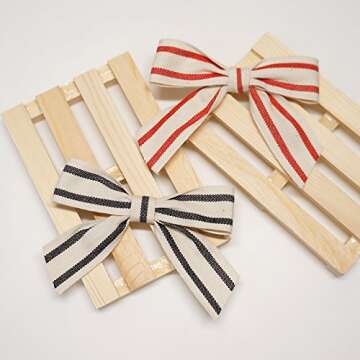 CT CRAFT Ivory Black Stripes Ribbon 1" x 10 Yards - Perfect for Crafts