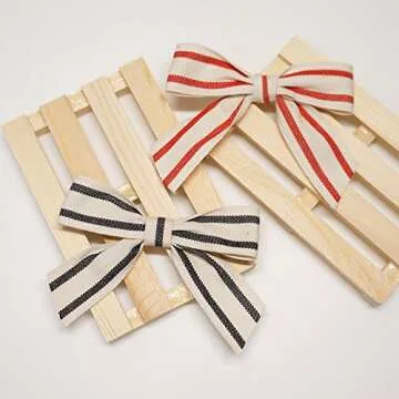 CT CRAFT Ivory Black Stripes Ribbon 1" x 10 Yards - Perfect for Crafts