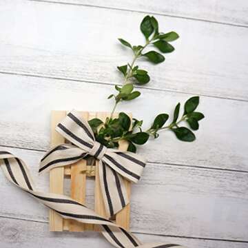 CT CRAFT Ivory Black Stripes Ribbon 1" x 10 Yards - Perfect for Crafts