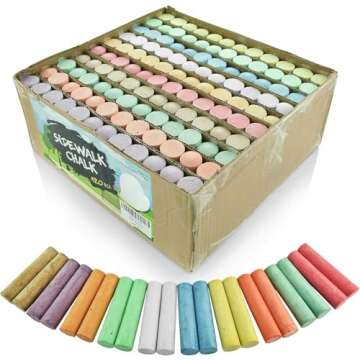 Fat Zebra Designs 120 Piece Sidewalk Chalk Set - Jumbo Size Sticks in Vibrant Colors for Outdoor Pla...