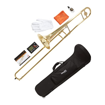 Mendini BB Tenor Trombone Kit for Beginners - Complete with Case & Gloves