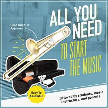 Mendini BB Tenor Trombone Kit Beginners Case Gloves