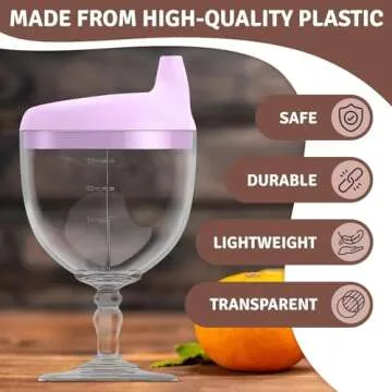 VIKROM Spill-Proof Wine Glass with Straw - Durable & Stylish