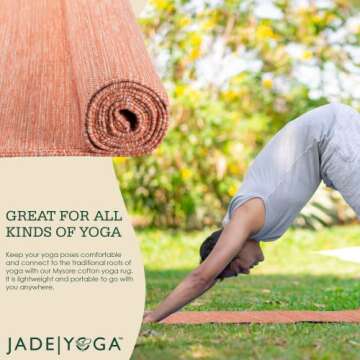 JadeYoga Organic Cotton Mysore Yoga Rug - Lightweight, Portable, and Machine Washable - Ideal for Restorative Yoga, Meditation, and Stretching for Men and Women - Yoga Mat Topper - Anatoo Orange