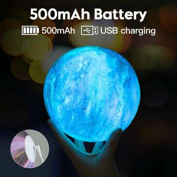 BRIGHTWORLD 3D Moon Lamp with Remote & Touch Control