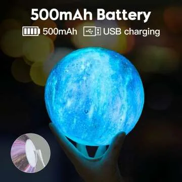 BRIGHTWORLD 3D Moon Lamp with Remote & Touch Control