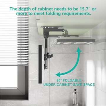 WALI Under Cabinet Mount for Echo Show 21, Echo Show 15, Height Adjustable and Foldable Mounting Bracket, Tilt Swivel for Alexa Echo Show 21, Echo Show 15, Holds up to 44lbs (ECS001), Black