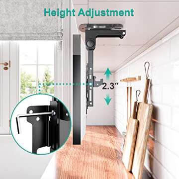 WALI Under Cabinet Mount for Echo Show 21, Echo Show 15, Height Adjustable and Foldable Mounting Bracket, Tilt Swivel for Alexa Echo Show 21, Echo Show 15, Holds up to 44lbs (ECS001), Black