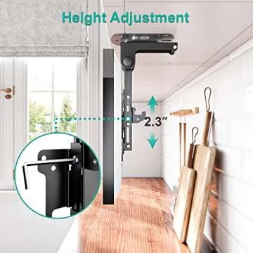 WALI Under Cabinet Mount for Echo Show 21, Echo Show 15, Height Adjustable and Foldable Mounting Bracket, Tilt Swivel for Alexa Echo Show 21, Echo Show 15, Holds up to 44lbs (ECS001), Black