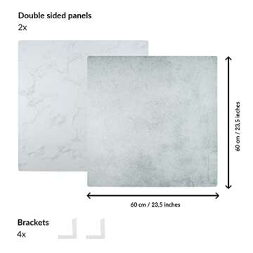 2 Pack Photo Backdrop Board | 23.5 x 23.5 Inches | Realistic Photography Background | Food Photography Background | Replica Surface | Product Photography Backdrops | Marble & Cement | Flat Lay | Large