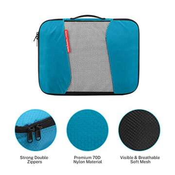 Gonex 6 Set Travel Packing Cubes, Luggage Packing Organizer Set for Bag & Suitcase With Laundry Bag Blue