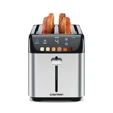 Chefman Smart Touch 4 Slice Digital Toaster, 6 Shade Settings, Stainless Steel Toaster 4 Slice with ...