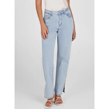 Shop Sidefeel Women's High Waisted Wide Leg Jeans Sky Blue
