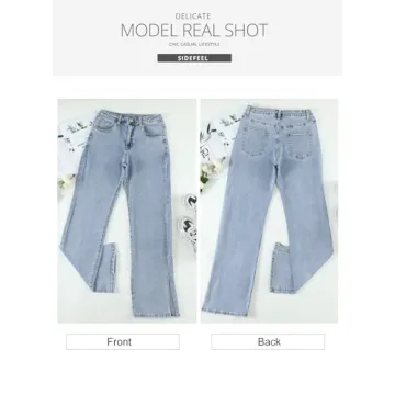 Shop Sidefeel Women's High Waisted Wide Leg Jeans Sky Blue