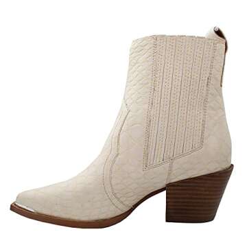 ARIDER ARiderGirl Eleanor Women's Western Ankle Boots (Croco Cream, 5.5)