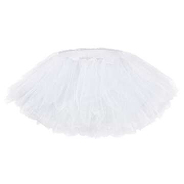Women's Tutu Skirt Elastic 5 Layered Vintage Tulle Ballet Skirt Party Festival Costume White