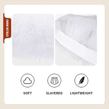 Women's Tutu Skirt Elastic 5 Layered Vintage Tulle Ballet Skirt Party Festival Costume White