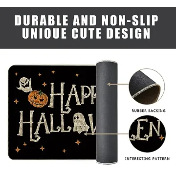 Halloween Kitchen Mat Set of 2 - Ghost Pumpkins Decor