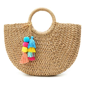 Chic Women's Straw Beach Tote Bag for Summer Fun
