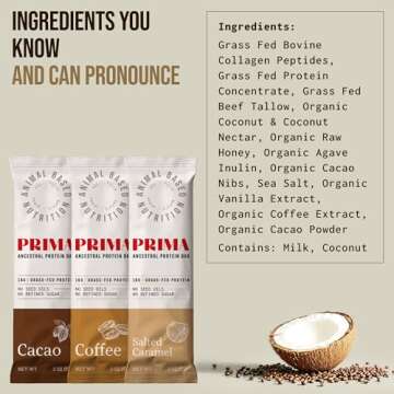 PRIMA Grass Fed Protein Bars, 7 Pack – Animal-Based Protein Bar with Beef Tallow, Raw Honey, Seed Oil Free, Low Carb, Gluten-Free – Healthy, Energy Snacks for Clean Lifestyle (7 Pack, Variety Pack)