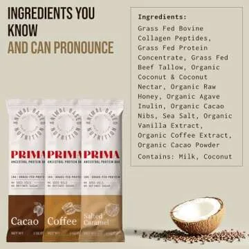 PRIMA Grass Fed Protein Bars, 7 Pack – Animal-Based Protein Bar with Beef Tallow, Raw Honey, Seed Oil Free, Low Carb, Gluten-Free – Healthy, Energy Snacks for Clean Lifestyle (7 Pack, Variety Pack)