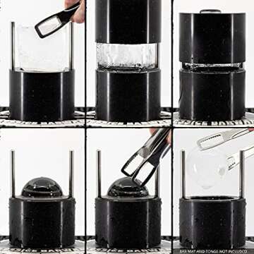 Pressice Barware Ice Ball Press - Effortlessly Make Giant 2.3" Ice Balls - Includes Aircraft Grade Aluminum Ice Press and Ice Mold - Assembled in the US (Ice Press, Black)