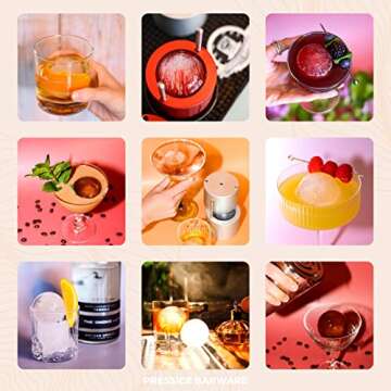 Pressice Barware Ice Ball Press - Effortlessly Make Giant 2.3" Ice Balls - Includes Aircraft Grade Aluminum Ice Press and Ice Mold - Assembled in the US (Ice Press, Black)