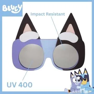 Sun-Staches Bluey Sunglasses Cousins 4 Pack | Dress Up | Theme Party Attire | Photo Ops | Includes Bluey, Bingo, Muffin & Socks | One Size Fits Most Kids