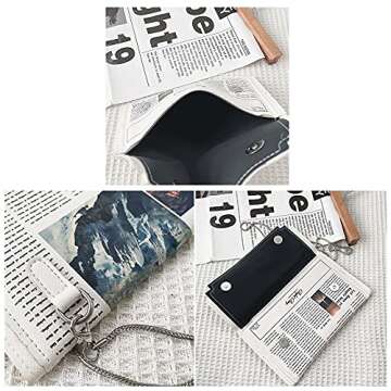 Van Caro Women Novelty Newspaper Evening Handbag,Fashion Envelope Clutch Crossbody Shoulder Purse,PU Leather Letters Chain Purse,White