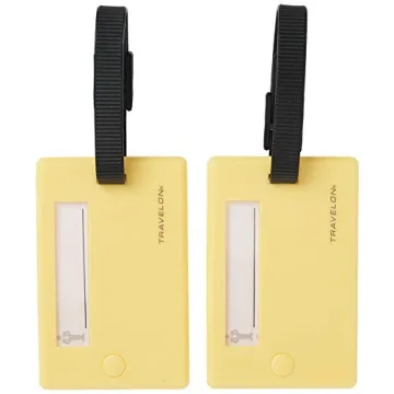 Travelon Set of 2 Luggage Tags, Neon Yellow - Travel Accessories for Easy Identification