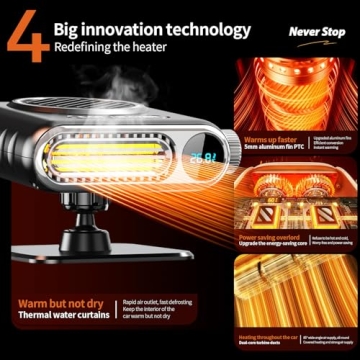 CODEYO 12V Fast Heating Car Heater with 360° Adjustable Vent