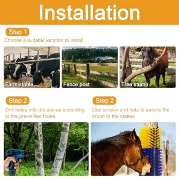 Livestock Scratching Brush, 17.5 x 7.8 Inch Horse Brushes for Grooming, Relieve Itching on the Back of Livestock, Goat Scratching Post for Horse, Elk, Cattle, Pig, Sheep（Yellow with 2 Screws）