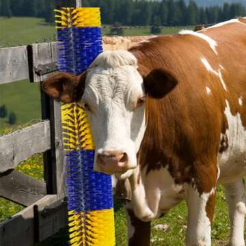 Livestock Scratching Brush, 17.5 x 7.8 Inch Horse Brushes for Grooming, Relieve Itching on the Back of Livestock, Goat Scratching Post for Horse, Elk, Cattle, Pig, Sheep（Yellow with 2 Screws）