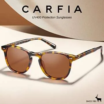 CARFIA Retro Polarized Sunglasses for Women Small and Medium Face UV Protection, Handcrafted Acetate Frame Sunnies CA5285