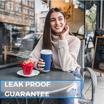 85 Set - Disposable Coffee Cups with Lids 16 oz with Double Wall Insulation ToGo Coffee Cups with Lids (Built in Stoppers) 16 oz Coffee Cups (85 Lids Included) Hot Cups with Lids - Paper Coffee Cups
