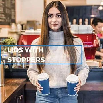 Stylish 16 oz Disposable Coffee Cups with Lids Set