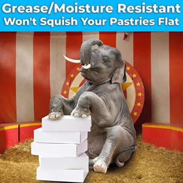 Gourmet 10in White Bakery Boxes 25 Pk. Cute Window Displays for Pies, Cakes, Cupcakes, Pastries. Transport Baked Goods w/Sturdy, Easy-to Use Carriers. Give Sweet Holiday Gifts at Work, School