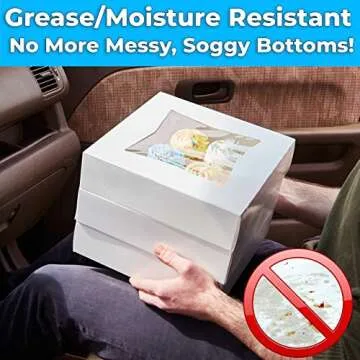 Gourmet 10in White Bakery Boxes 25 Pk. Cute Window Displays for Pies, Cakes, Cupcakes, Pastries. Transport Baked Goods w/Sturdy, Easy-to Use Carriers. Give Sweet Holiday Gifts at Work, School