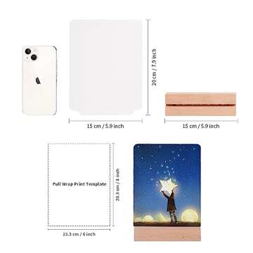 PYD Life 4 Pack Sublimation LED Acrylic Photo Frames Night Lights Blanks 6" x 8" with Warm Color Light,with Wood Stand for Heat Press Machine Printing